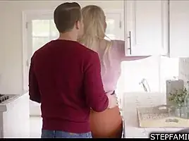 Guy pussy licking and fucking his big tits stepmom in law