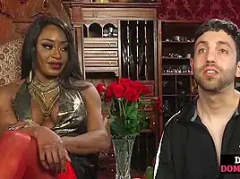 Black femdom suspending and pegging useless male sub